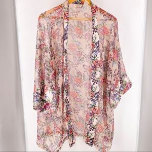 Victoria’s Secret Gold Label Floral Open Draped Kimono Robe One Size